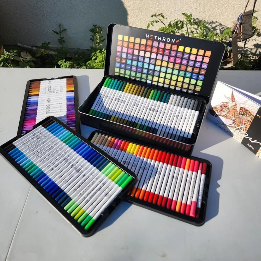 NEW 120 Colors Art Supplies Brush Markers Pens for Adult Coloring Books School D